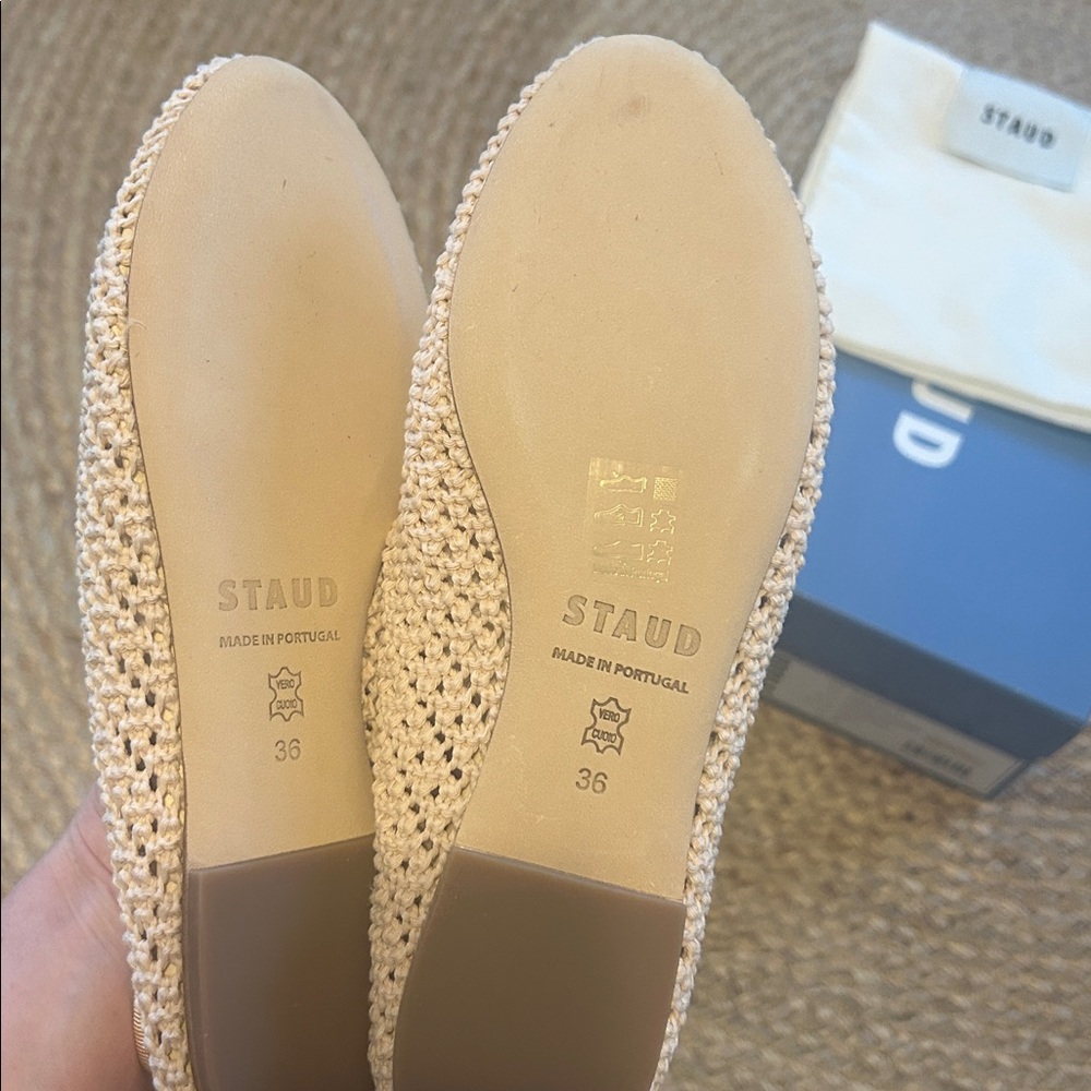 NIB • STAUD Alba Ballet Shoes in Cream Crochet - Picture 8 of 11